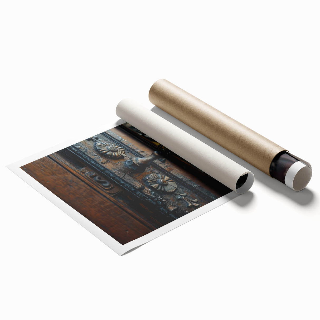 Extra large rolled print of a floral design in muted pastel shades, ideal for classy bathroom wall art.