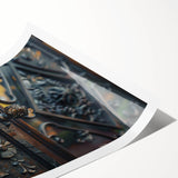 Extra large wall art featuring line art flowers in black on white, rolled print format.