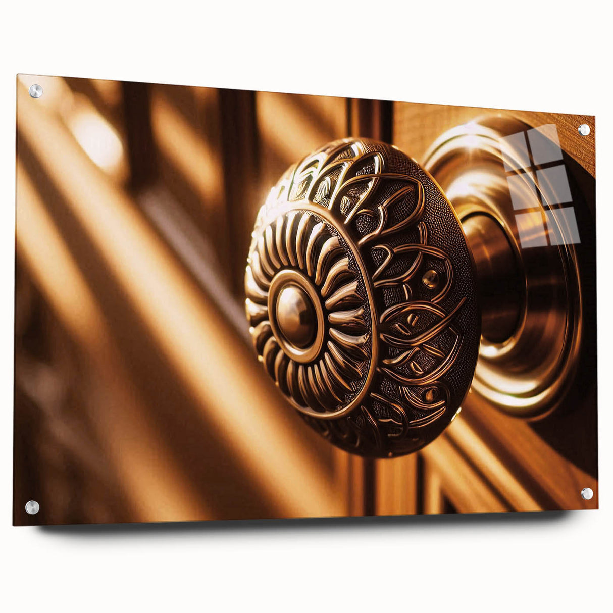 Large abstract wall art on acrylic glass featuring swirling gray and white patterns.