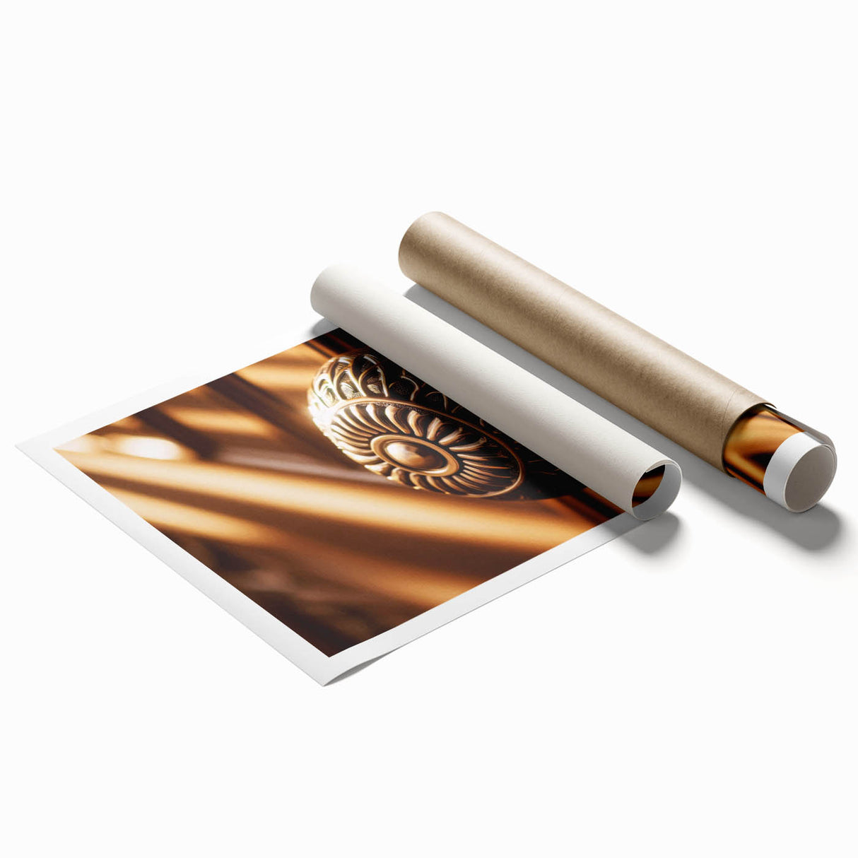 Extra large rolled print featuring a detailed floral design in soft pastel shades.
