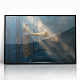 Large abstract wall art in mid-century modernist style, featuring a blend of bold geometric shapes on acrylic print.