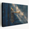 Large stretched canvas featuring a detailed architectural design in neutral tones, ideal for kitchen wall art.