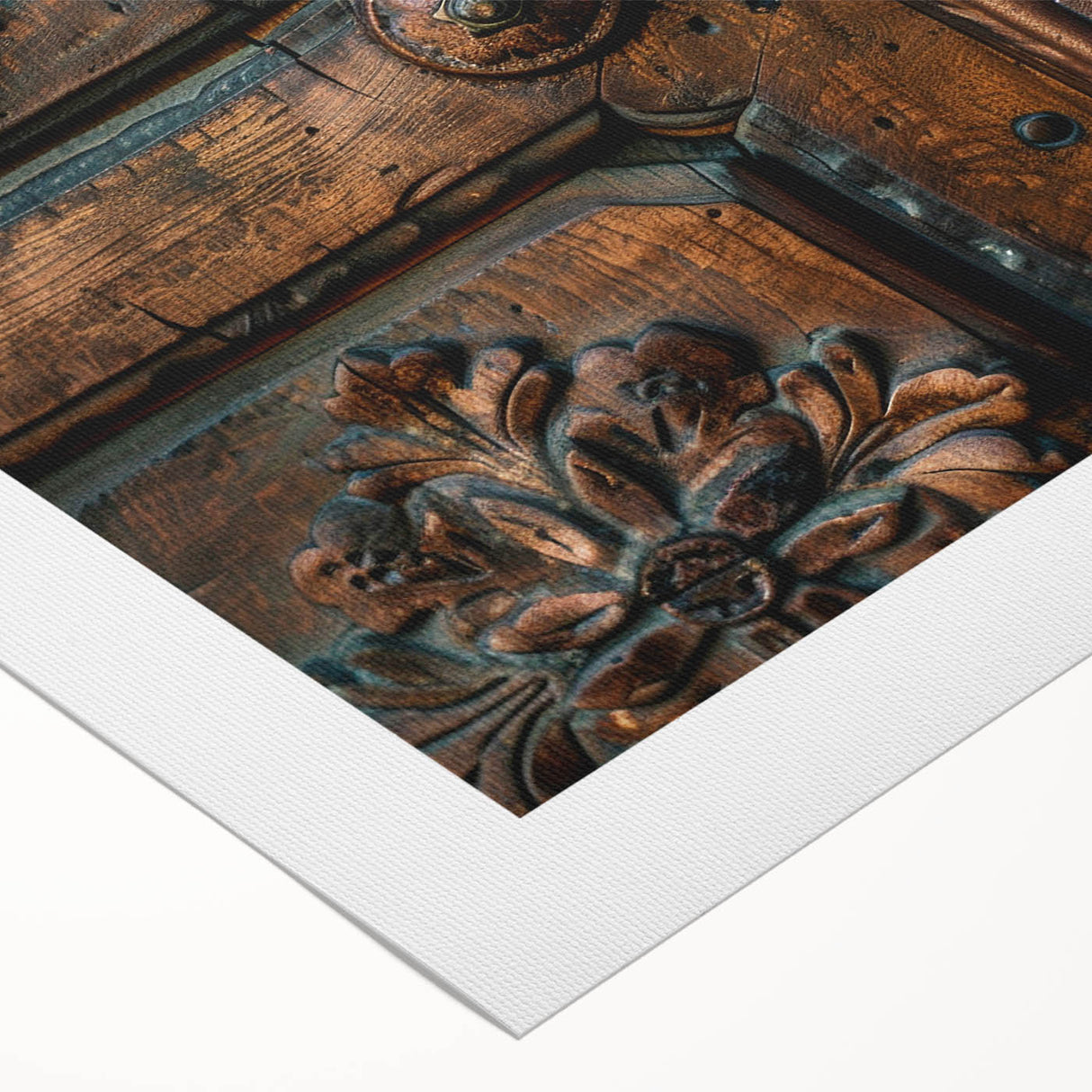 Art Deco poster featuring geometric shapes and metallic colors on a rolled canvas, suitable for dining room walls.