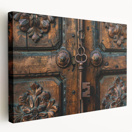 Architectural blueprint-inspired large art on stretched canvas, featuring detailed hardware designs in monochrome.