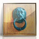 Mid-century modernist art deco poster featuring geometric shapes in gold and black, acrylic print framed.