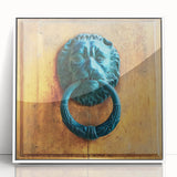 Large art print of mid-century modernist architecture in muted black and white, acrylic framed.