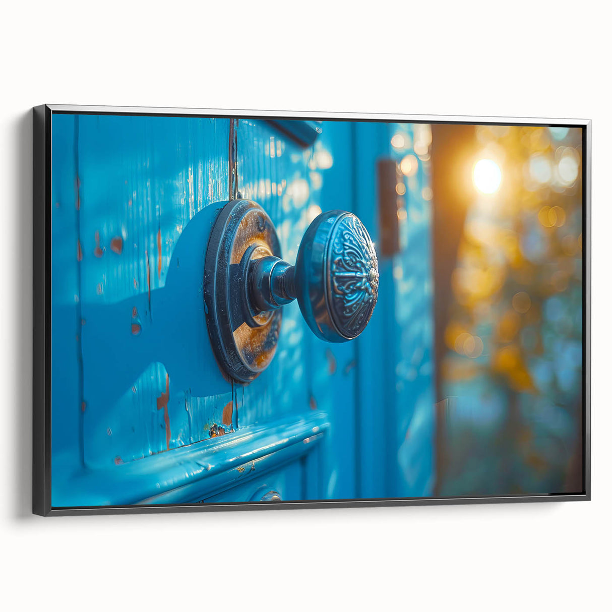 Black and white framed canvas depicting a vintage landscape, ideal for bedroom wall art.