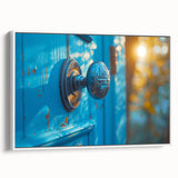 Framed canvas depicting a vintage black and white landscape, ideal for bedroom wall art.