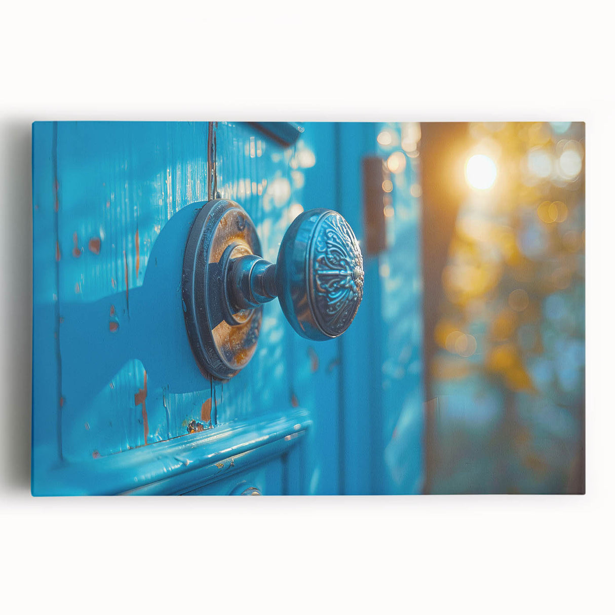 Large black and white stretched canvas of architectural hardware designs, ideal for kitchen wall art.