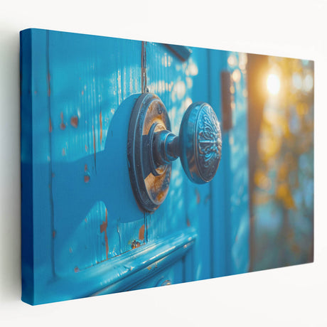 Large abstract cityscape on stretched canvas with a blend of muted gray and blue tones, ideal for kitchen wall art.