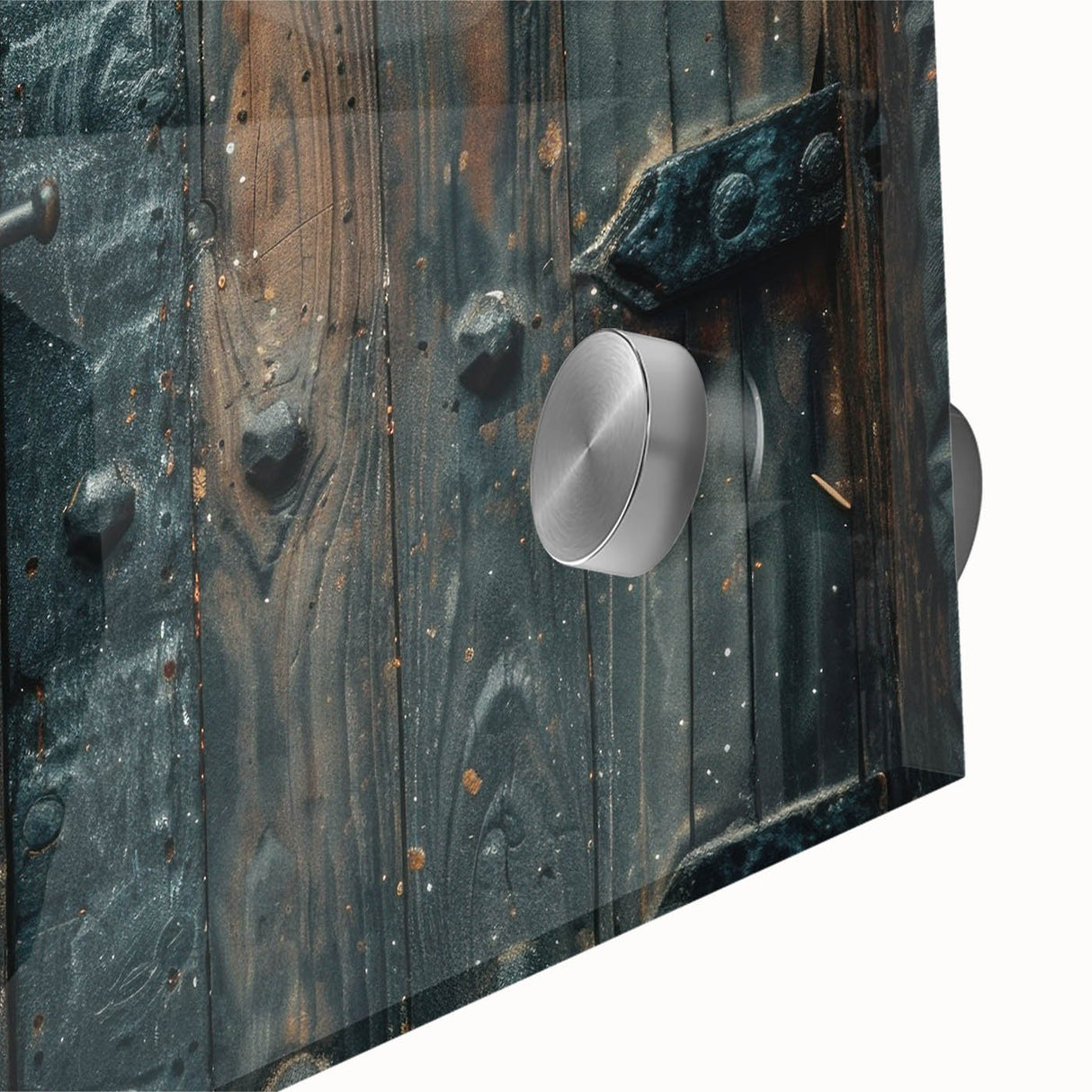 Large abstract wall art in mid-century modernist style, featuring geometric shapes in muted earth tones on acrylic glass.