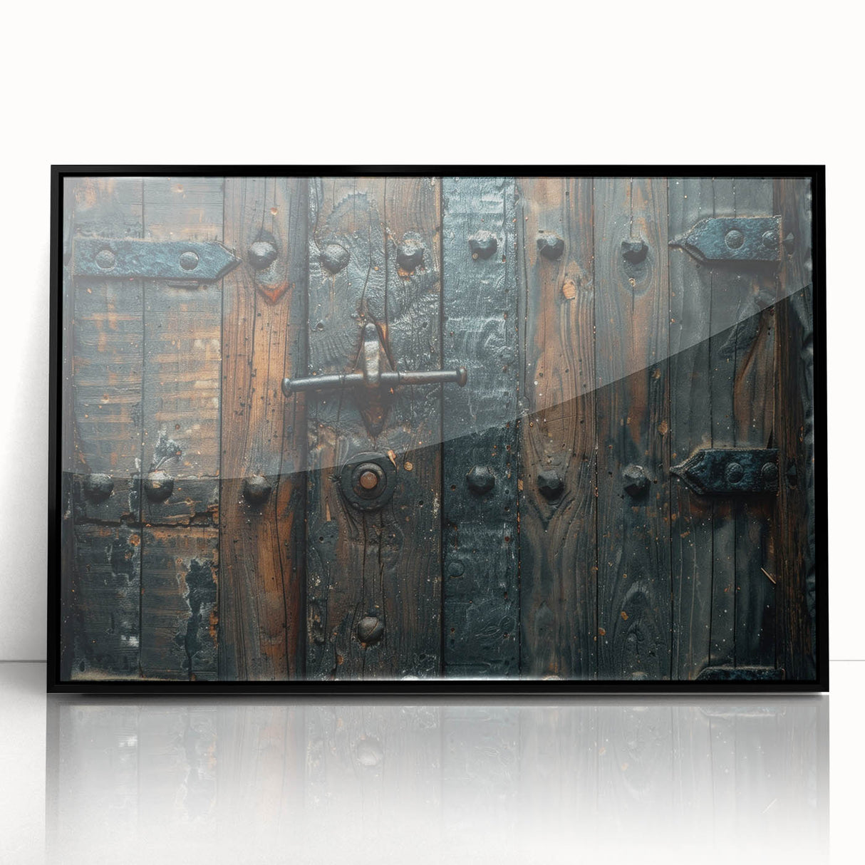 Large abstract wall art in black and white, framed acrylic, featuring mid-century modernist design.