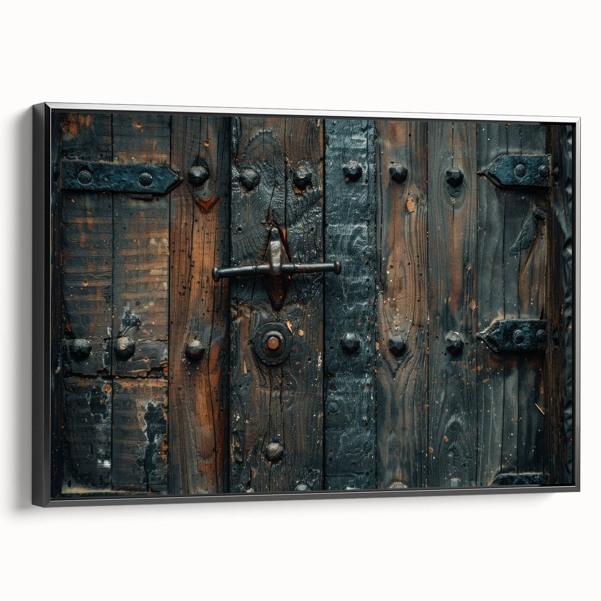 Black and white vintage poster art of a landscape on framed canvas, suitable for bedroom decor.