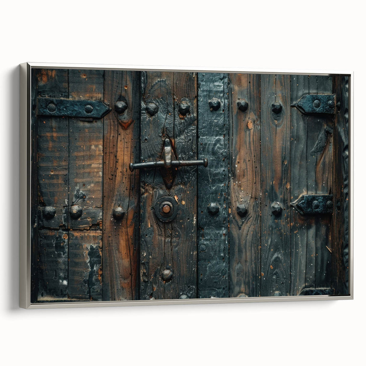 Extra large vintage poster art on framed canvas, featuring colorful abstract design with black accents.