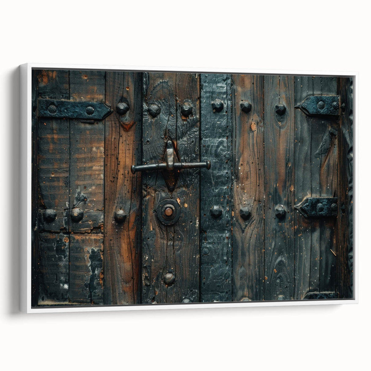 Framed canvas depicting a vintage landscape painting in black and white, ideal for bedroom wall art.