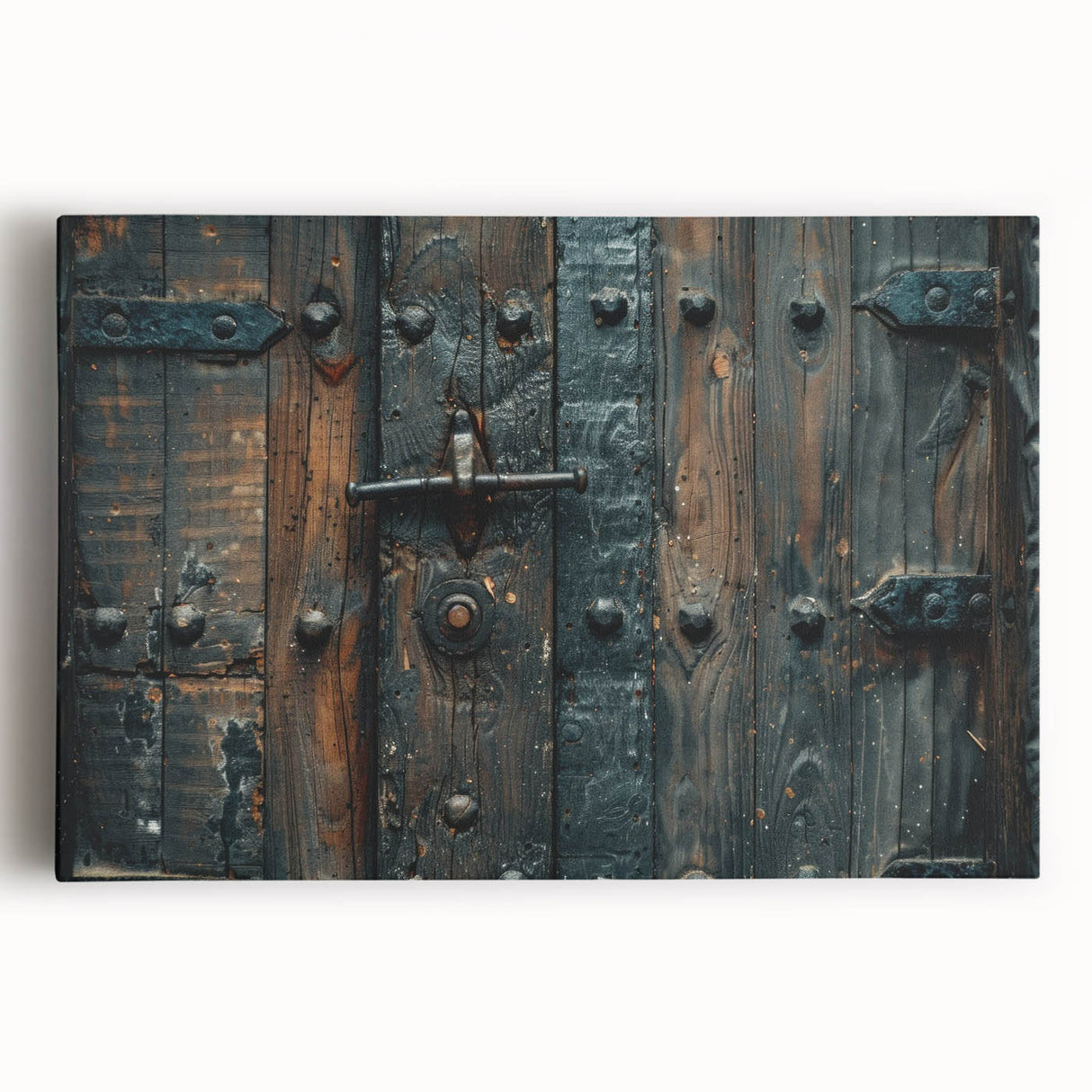 Large black and white stretched canvas of architectural hardware designs, ideal for kitchen wall art.