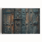 Large black and white stretched canvas of architectural hardware designs, ideal for kitchen wall art.