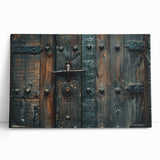 Black and white architectural sketch on stretched canvas, featuring intricate building designs.