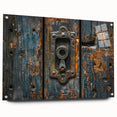 Large abstract wall art on acrylic glass depicting swirls in shades of blue and gray.
