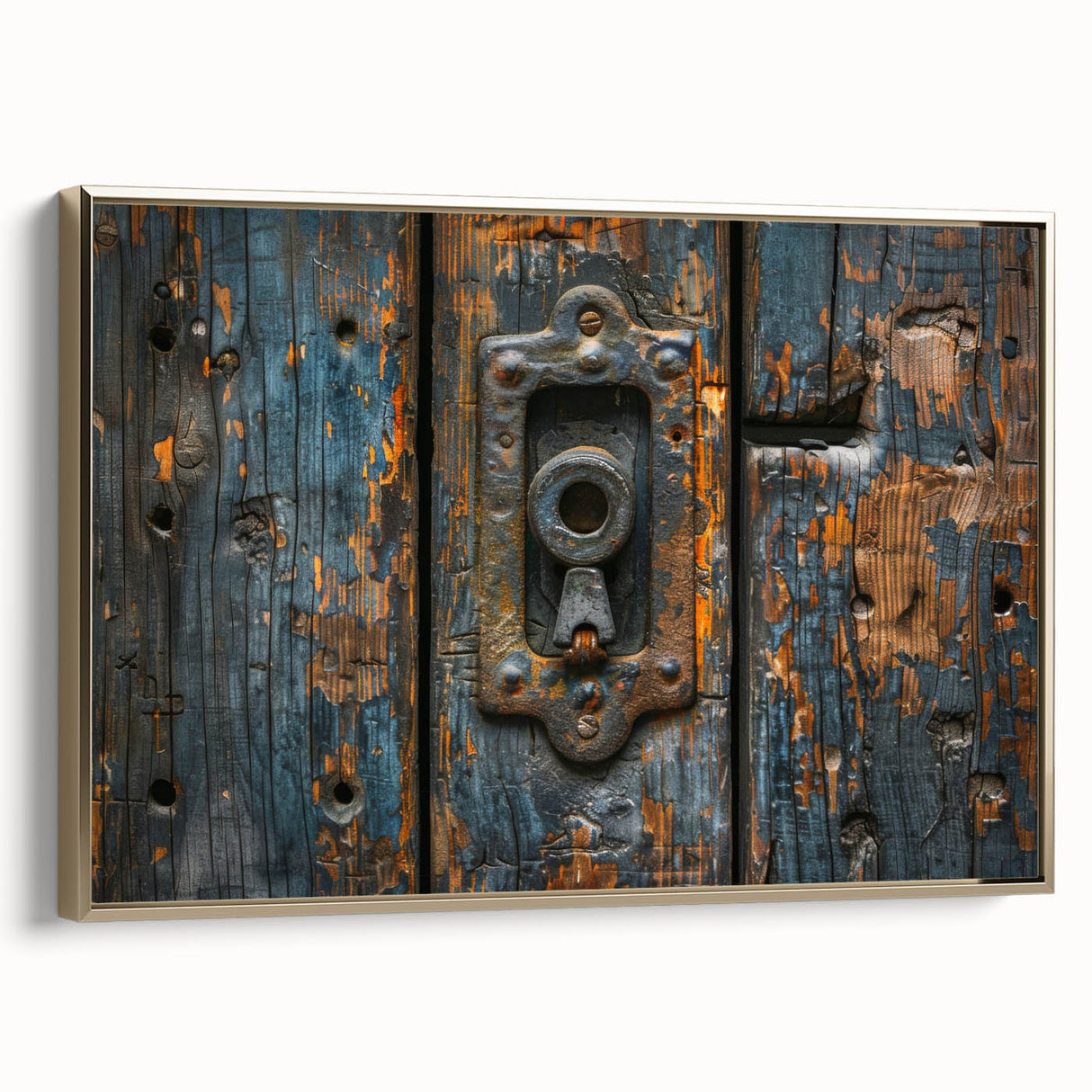Landscape art painting of a cityscape on framed canvas, featuring vibrant colors with black and gold accents.