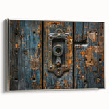 Vintage poster art featuring vibrant colorful abstract design on a large framed canvas, ideal for living room decor.