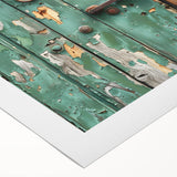 Art deco poster featuring geometric patterns and metallic gold and black colors on rolled canvas.