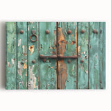 Large black and white photo of architectural hardware on stretched canvas, suitable for kitchen wall art.