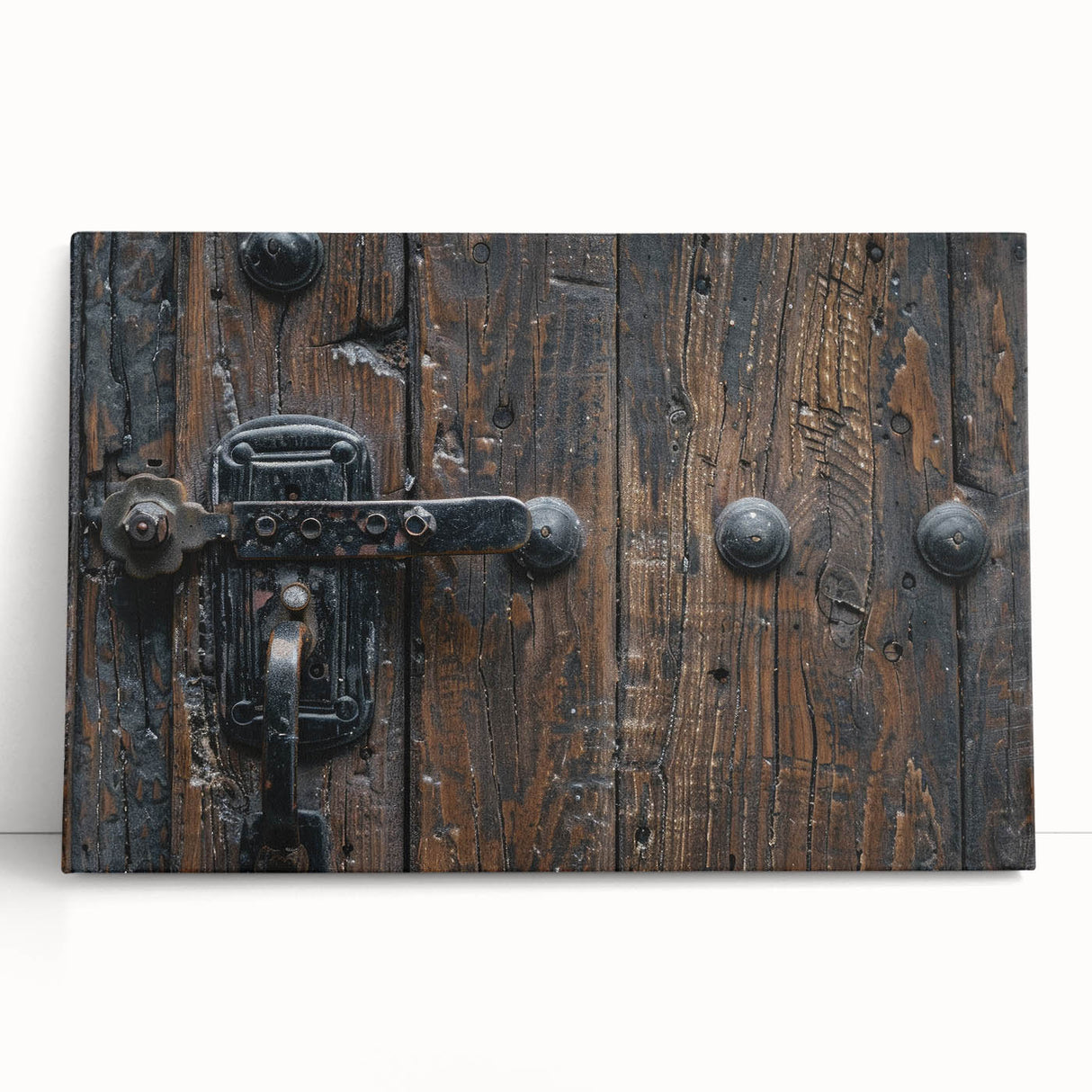 Black and white photo of architectural hardware on stretched canvas, ideal for kitchen wall art or bedroom ambiance.
