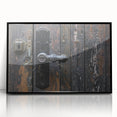 Large abstract wall art in black and gray, acrylic print in a mid-century modernist style.