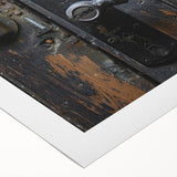 Art deco poster featuring geometric patterns and metallic colors on rolled canvas, suitable for dining room walls.