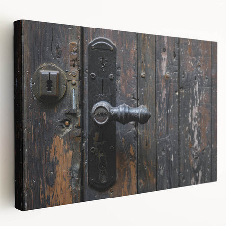 Large canvas print of architectural hardware designs in neutral gray tones, ideal for kitchen wall art.