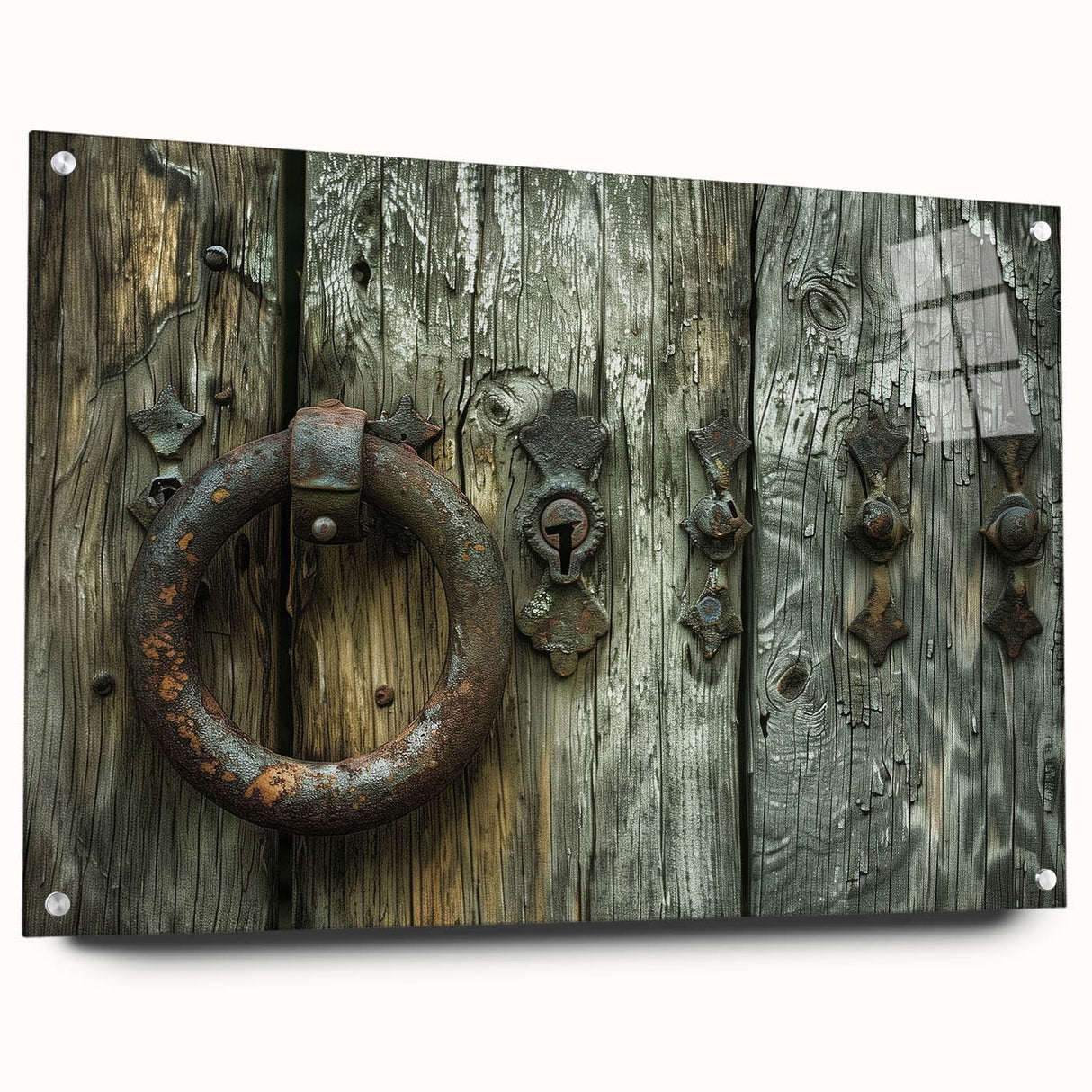 Large abstract wall art on acrylic glass depicting swirling gray and white patterns.