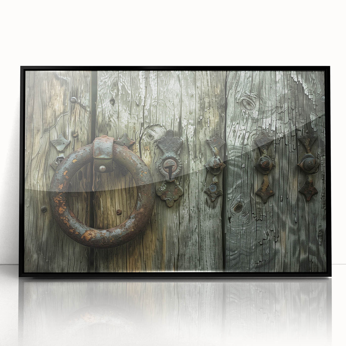 Large abstract wall art in black and white, framed in acrylic, suitable for modern living room decor.