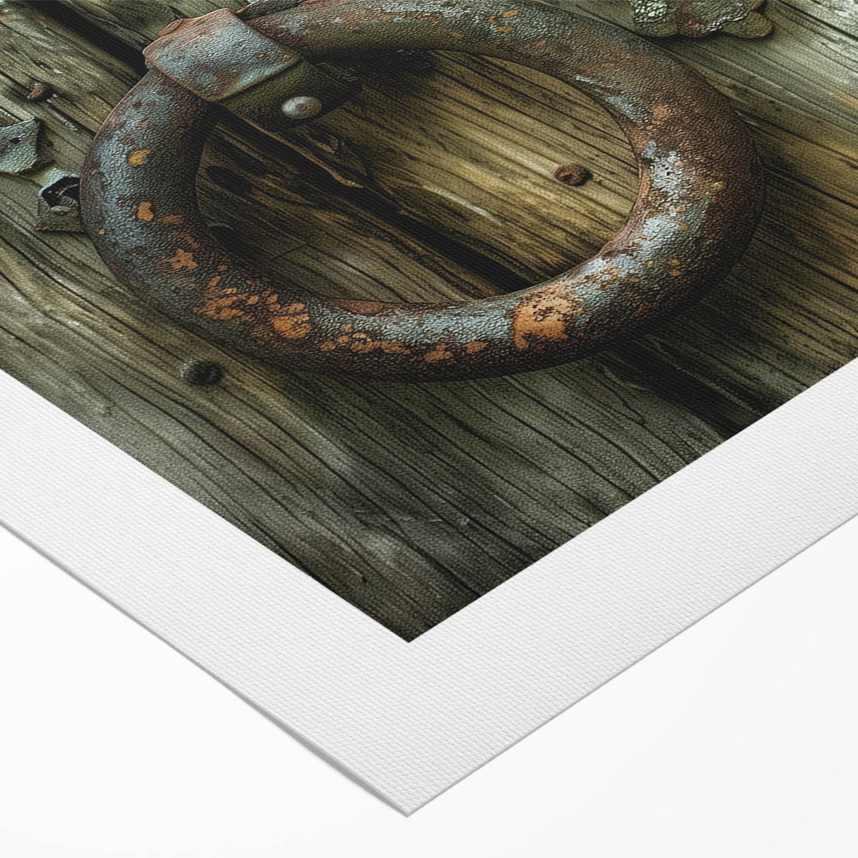 Art Deco poster featuring geometric patterns and metallic hues on a rolled canvas, suitable for dining room decor.