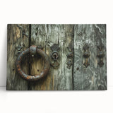 Black and white large art of architectural hardware designs on stretched canvas.