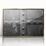 Mid-century modernist art depicting architectural designs in gold tones on acrylic, ideal for nursery wall art.