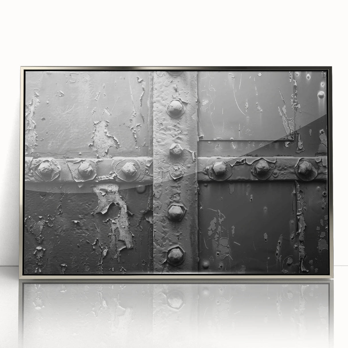 Art deco poster featuring geometric patterns in silver and black on acrylic, ideal for modern nursery wall art.