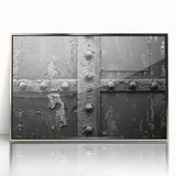 Art deco poster featuring geometric patterns in silver and black on acrylic, ideal for modern nursery wall art.