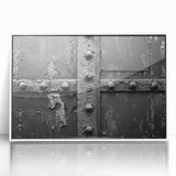 Large art print of a mid-century modernist architecture in muted gray, framed acrylic, suitable for modern art wall decor.