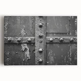 Large black and white stretched canvas of architectural hardware design, suitable for kitchen wall art.