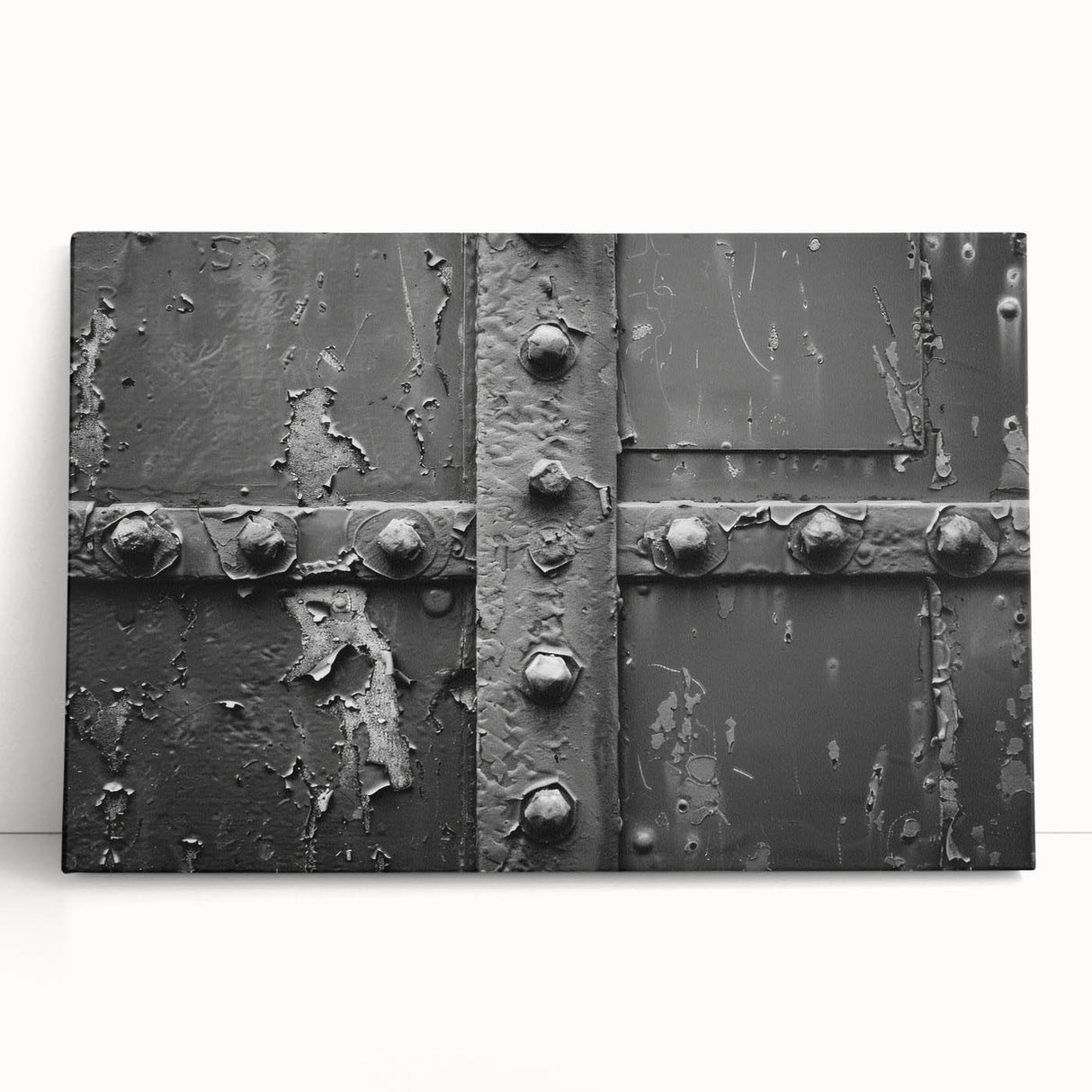 Black and white photograph of architectural details on stretched canvas, ideal for kitchen wall art.