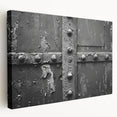 Large art depicting architectural hardware designs on stretched canvas, in monochrome, ideal for kitchen wall art.