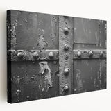 Large art depicting architectural hardware designs on stretched canvas, in monochrome, ideal for kitchen wall art.