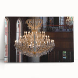 Large black and white architectural sketch on stretched canvas, ideal for kitchen wall art or bedroom decor.