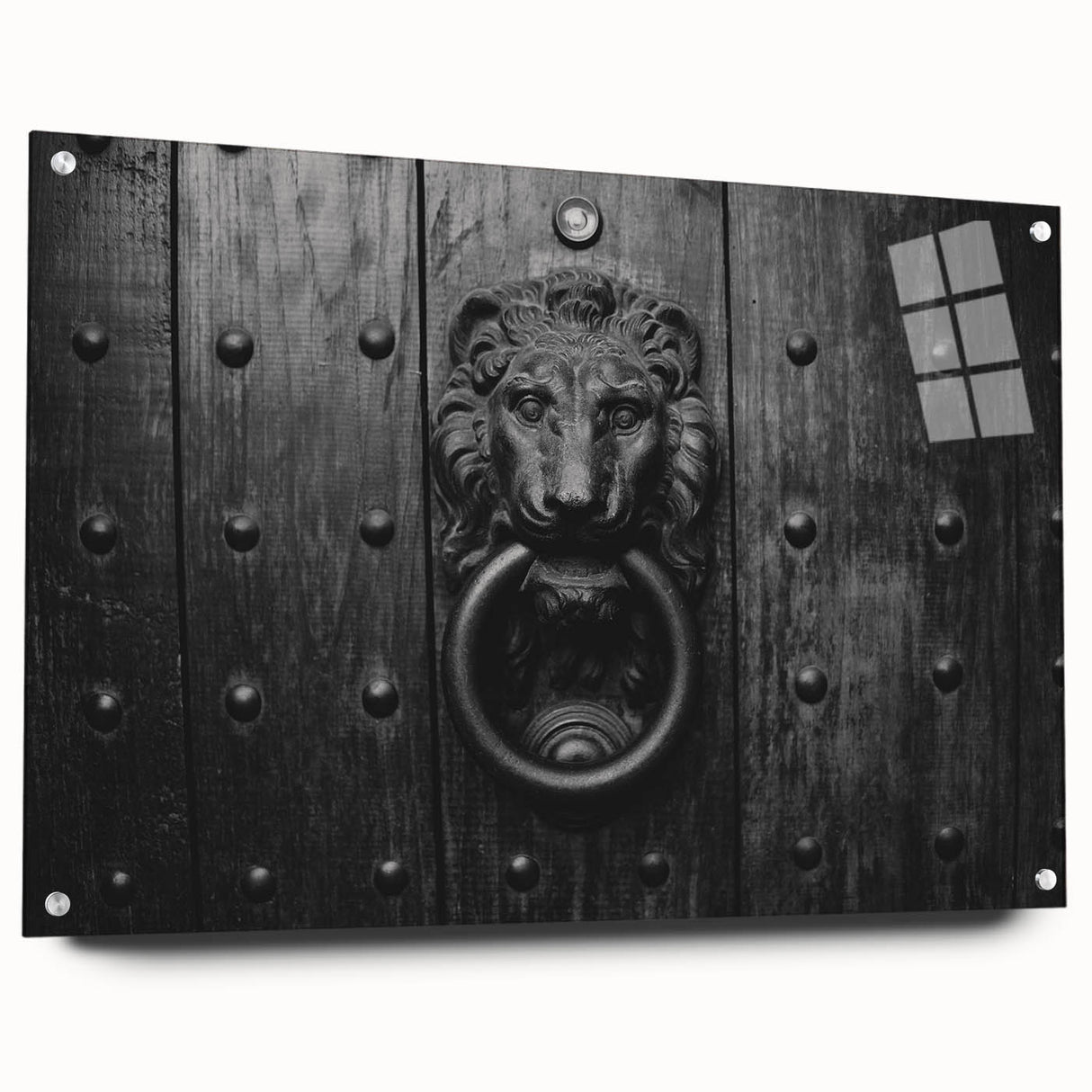 Large abstract wall art in muted gray and blue tones on acrylic glass, ideal for modern bedroom or dining room ambiance.