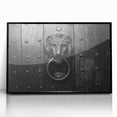 Large abstract wall art featuring geometric shapes in black and white, framed in acrylic, ideal for modern art wall decor.