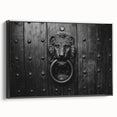 Black and white vintage poster art of a landscape painting on framed canvas, suitable for bedroom decor.