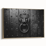 Framed canvas featuring a vintage landscape painting with colorful art on black background, suitable for living room decor.