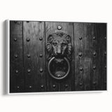 Framed canvas featuring a black and white vintage poster of a landscape, ideal for bedroom wall art.
