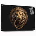Large abstract wall art on acrylic glass with a side view, showcasing muted earth tones.